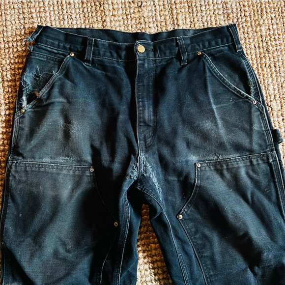 Carhartt double knee work pants. Black. 33x32. - Picture 4 of 7